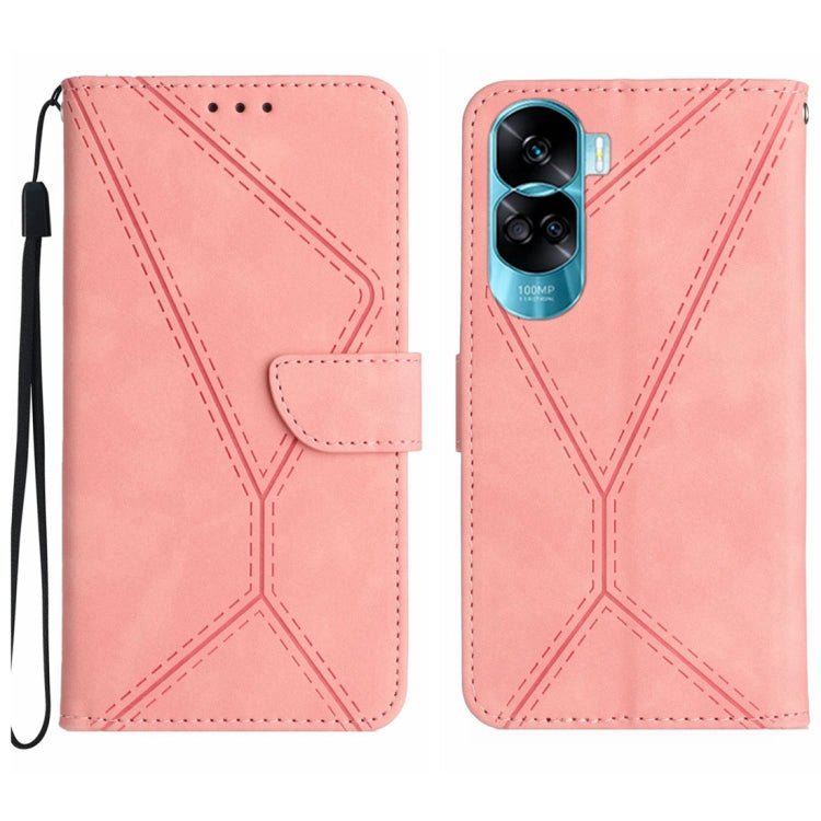 For Honor 90 Lite Stitching Embossed Leather Phone Case(Pink) - free shipping - PMC Jewellery - Order now!