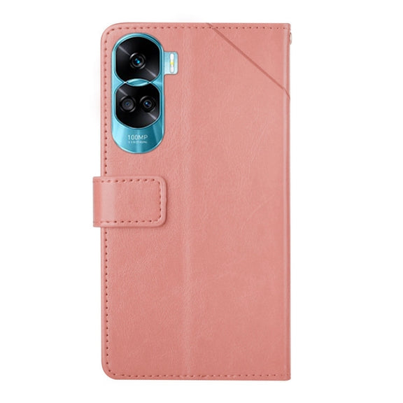 For Honor 90 Lite Y-shaped Pattern Flip Leather Phone Case(Pink)