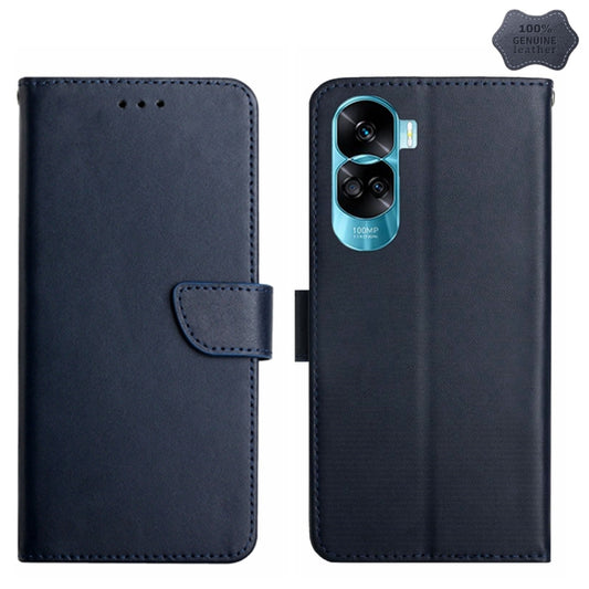 For Honor 90 Lite HT02 Genuine Leather Fingerprint-proof Flip Phone Case(Blue) - free shipping - PMC Jewellery - Order now!