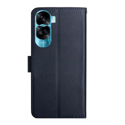 For Honor 90 Lite HT02 Genuine Leather Fingerprint-proof Flip Phone Case(Blue) - free shipping - PMC Jewellery - Order now!