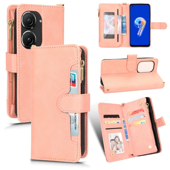 For ASUS Zenfone 10 / 9 Litchi Texture Zipper Leather Phone Case(Pink)