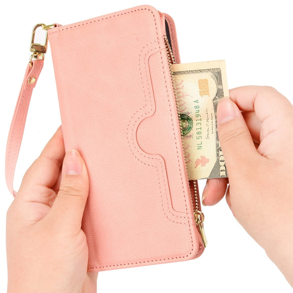 For ASUS Zenfone 10 / 9 Litchi Texture Zipper Leather Phone Case(Pink)