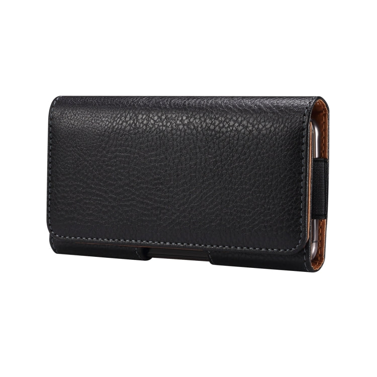 For 6.7-6.9 inch Phone Litchi Texture Iron Clip Back Buckle Waist-mounted Phone Case Horizontal Plate(Black) - free shipping - PMC TechLife - Order now!