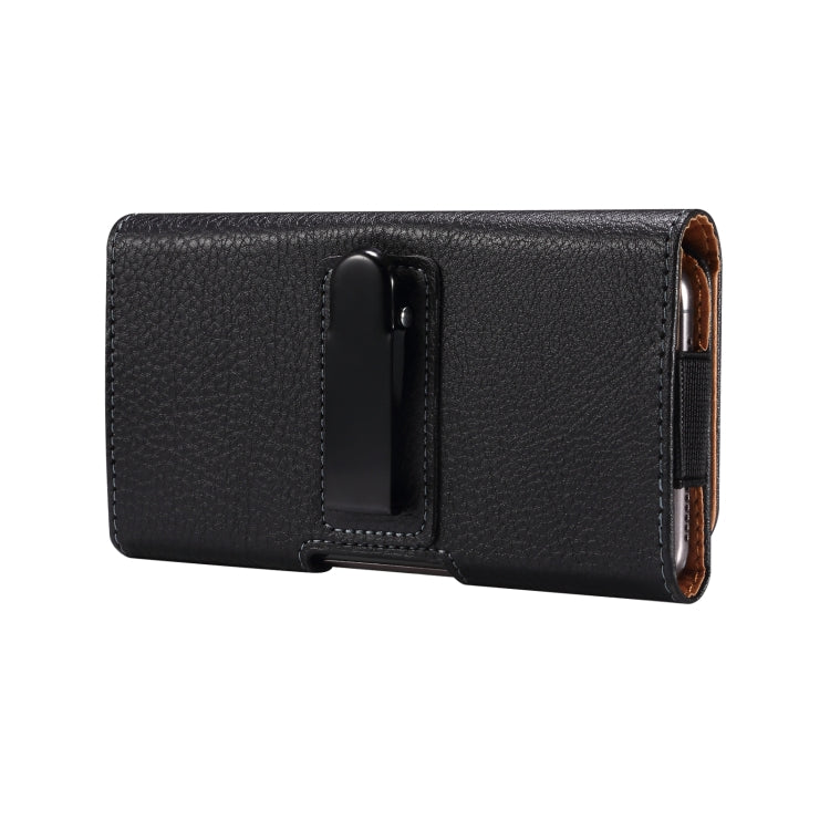 For 6.7-6.9 inch Phone Litchi Texture Iron Clip Back Buckle Waist-mounted Phone Case Horizontal Plate(Black) - free shipping - PMC TechLife - Order now!