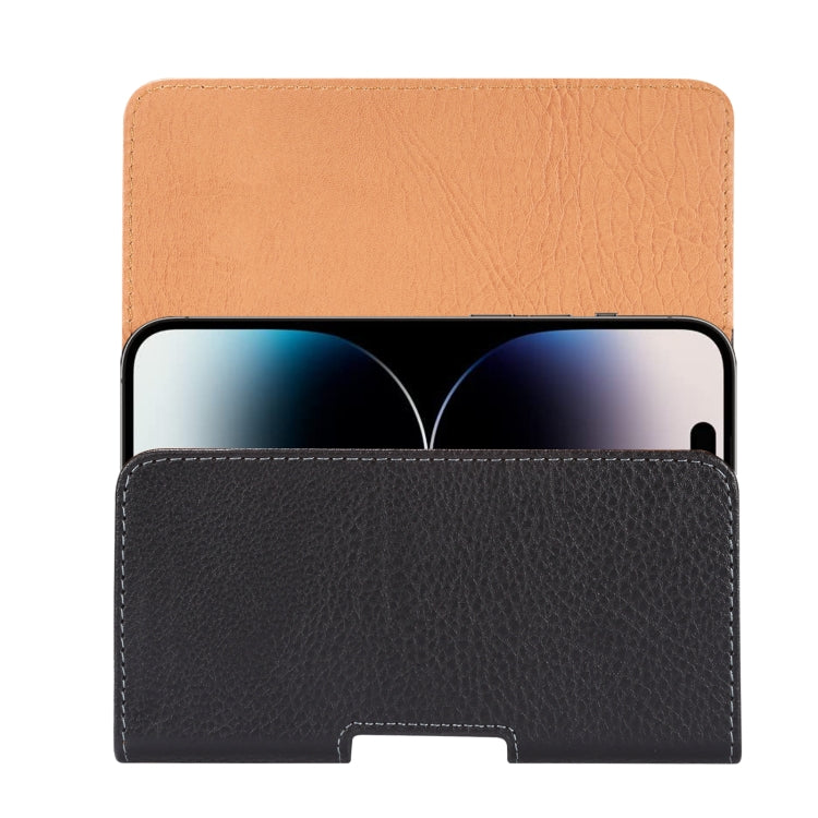 For 6.7-6.9 inch Phone Litchi Texture Iron Clip Back Buckle Waist-mounted Phone Case Horizontal Plate(Black) - free shipping - PMC TechLife - Order now!