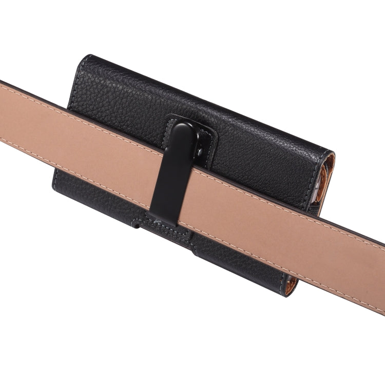 For 6.7-6.9 inch Phone Litchi Texture Iron Clip Back Buckle Waist-mounted Phone Case Horizontal Plate(Black) - free shipping - PMC TechLife - Order now!