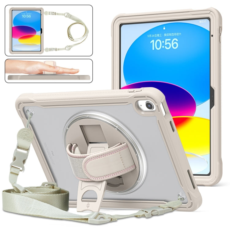 For iPad 2025 / 2022 Heavy Duty Hybrid Tablet Case with Hand Grip & Strap(Khaki) - free shipping - PMC TechLife - Order now!