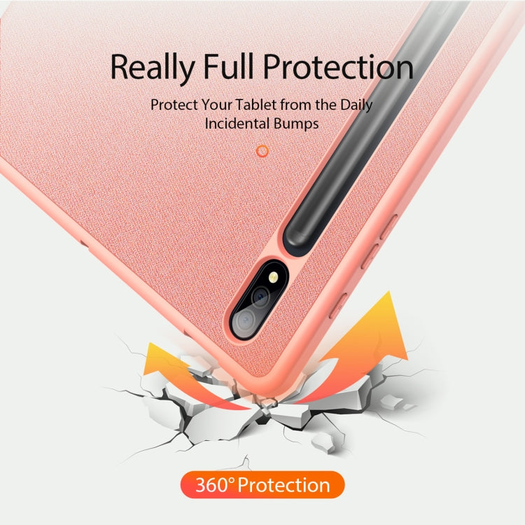 For Samsung Galaxy Tab S9+ DUX DUCIS Domo Series Cloth Texture Magnetic Leather Tablet Case(Pink) - free shipping - PMC Jewellery - Order now!