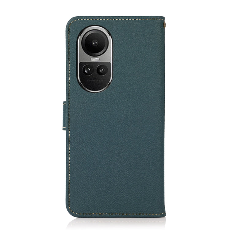 For OPPO Reno10 Global / 10 Pro Global KHAZNEH Custer Texture RFID Genuine Leather Phone Case(Green) - free shipping - PMC TechLife - Order now!