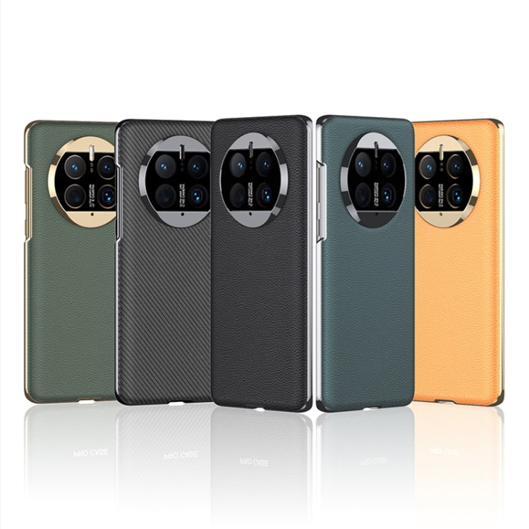 For Huawei Mate 50 GKK Electroplating Leather Surface Phone Case(Carbon Fiber) - Huawei Cases by GKK | Online Shopping South Africa | PMC TechLife | Buy Now Pay Later Mobicred