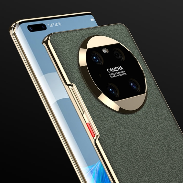 For Huawei Mate 40 GKK Electroplating Leather Surface Phone Case(Green)