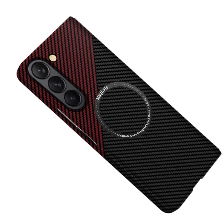 For Samsung Galaxy Z Fold5 Carbon Fiber Texture MagSafe Magnetic Phone Case(Black Red) - Galaxy Z Fold5 Cases by PMC TechLife | Online Shopping South Africa | PMC TechLife