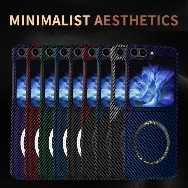 For Samsung Galaxy Z Flip5 Carbon Fiber Texture MagSafe Magnetic Phone Case(Black Silver) - Galaxy Z Flip5 Cases by PMC TechLife | Online Shopping South Africa | PMC TechLife