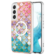 For Samsung Galaxy S22+ 5G Marble Pattern Dual-side IMD Magsafe TPU Phone Case(Colorful Scales)