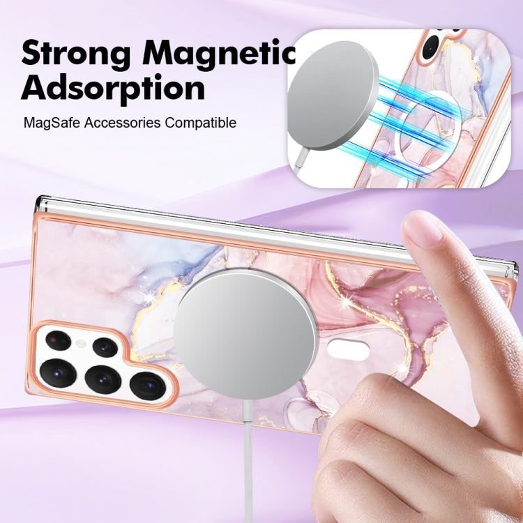 For Samsung Galaxy S22 Ultra 5G Marble Pattern Dual-side IMD Magsafe TPU Phone Case(Rose Gold 005) - Galaxy S22 Ultra 5G Cases by PMC TechLife | Online Shopping South Africa | PMC TechLife