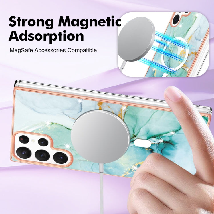 For Samsung Galaxy S22 Ultra 5G Marble Pattern Dual-side IMD Magsafe TPU Phone Case(Green 003) - Galaxy S22 Ultra 5G Cases by PMC TechLife | Online Shopping South Africa | PMC TechLife