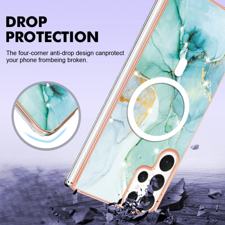 For Samsung Galaxy S22 Ultra 5G Marble Pattern Dual-side IMD Magsafe TPU Phone Case(Green 003) - Galaxy S22 Ultra 5G Cases by PMC TechLife | Online Shopping South Africa | PMC TechLife