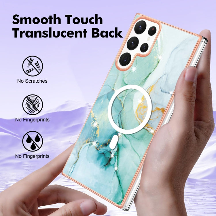 For Samsung Galaxy S22 Ultra 5G Marble Pattern Dual-side IMD Magsafe TPU Phone Case(Green 003) - Galaxy S22 Ultra 5G Cases by PMC TechLife | Online Shopping South Africa | PMC TechLife