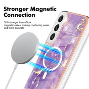 For Samsung Galaxy S23+ 5G Marble Pattern Dual-side IMD Magsafe TPU Phone Case(Purple 002)