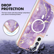 For Samsung Galaxy S23+ 5G Marble Pattern Dual-side IMD Magsafe TPU Phone Case(Purple 002)