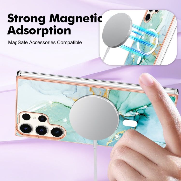 For Samsung Galaxy S23 Ultra 5G Marble Pattern Dual-side IMD Magsafe TPU Phone Case(Green 003) - Galaxy S23 Ultra 5G Cases by PMC TechLife | Online Shopping South Africa | PMC TechLife