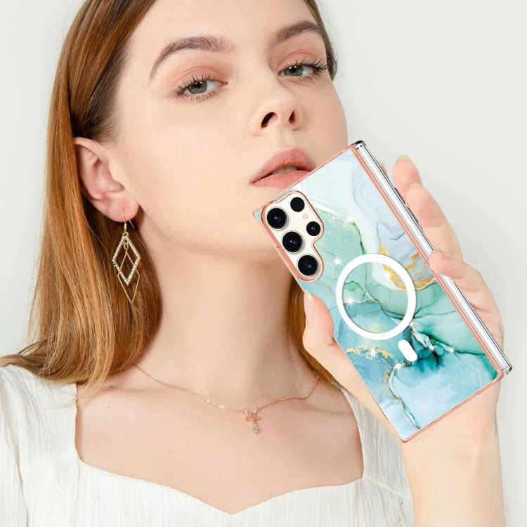 For Samsung Galaxy S23 Ultra 5G Marble Pattern Dual-side IMD Magsafe TPU Phone Case(Green 003) - Galaxy S23 Ultra 5G Cases by PMC TechLife | Online Shopping South Africa | PMC TechLife