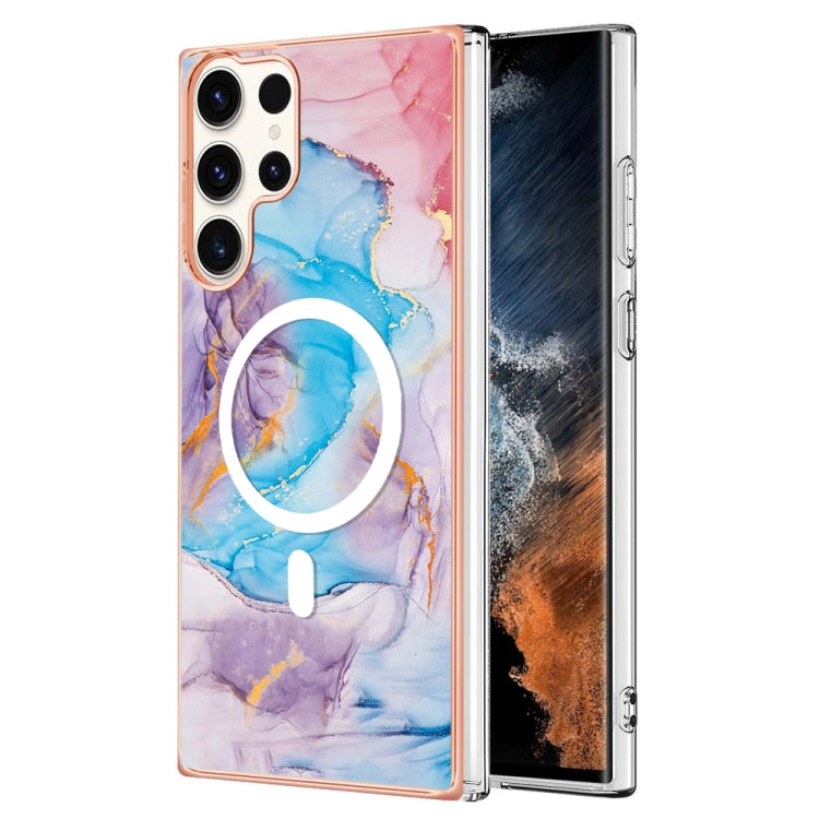 For Samsung Galaxy S23 Ultra 5G Marble Pattern Dual-side IMD Magsafe TPU Phone Case(Blue Marble) - Galaxy S23 Ultra 5G Cases by PMC TechLife | Online Shopping South Africa | PMC TechLife