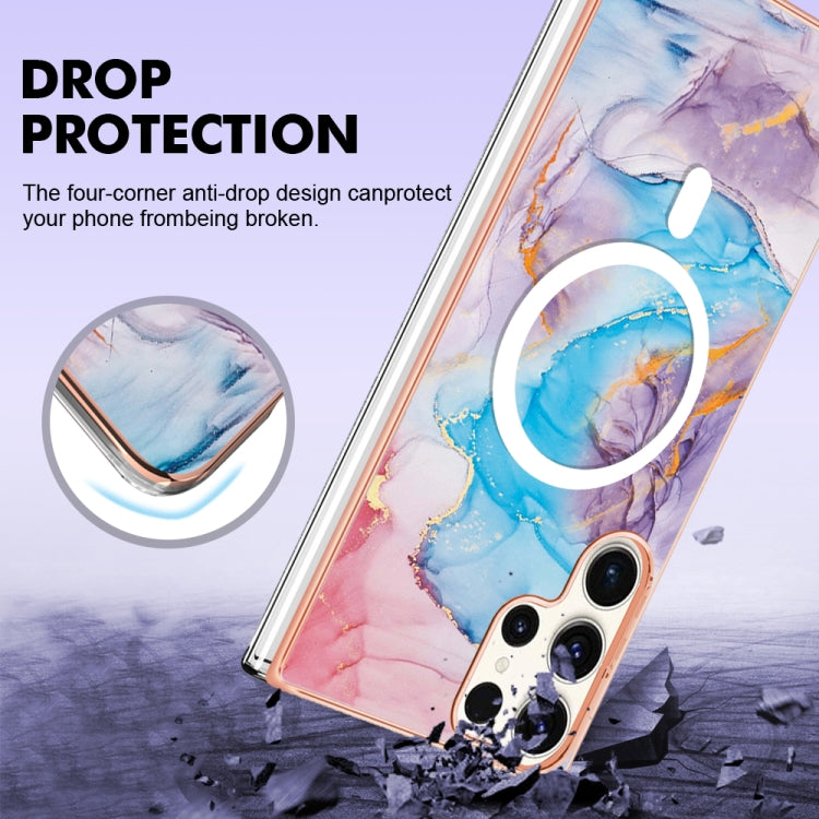 For Samsung Galaxy S23 Ultra 5G Marble Pattern Dual-side IMD Magsafe TPU Phone Case(Blue Marble) - Galaxy S23 Ultra 5G Cases by PMC TechLife | Online Shopping South Africa | PMC TechLife