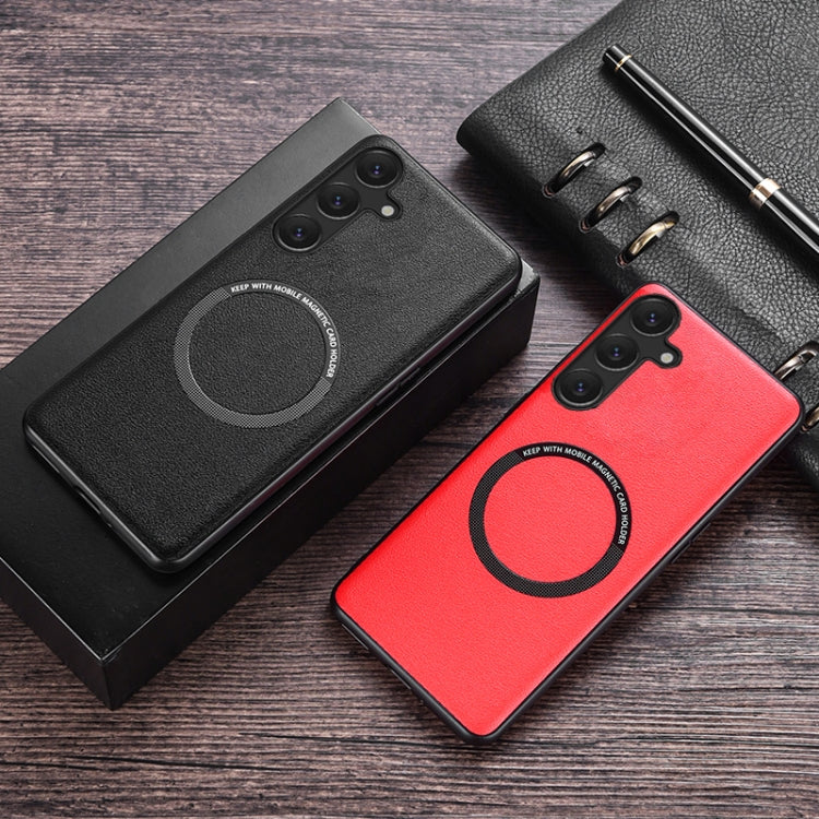 For Samsung Galaxy S23 FE 5G MagSafe Magnetic PU Phone Case(Red) - Galaxy S23 FE 5G Cases by PMC TechLife | Online Shopping South Africa | PMC TechLife
