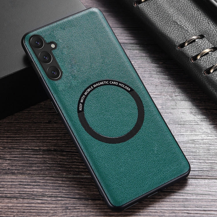 For Samsung Galaxy A35 MagSafe Magnetic PU Phone Case(Green) - Galaxy Phone Cases by PMC TechLife | Online Shopping South Africa | PMC TechLife