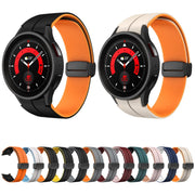 For Samsung Galaxy Watch 6 / 6 Classic Dual Color Magnetic Folding Buckle Silicone Watch Band(Starlight+Orange)