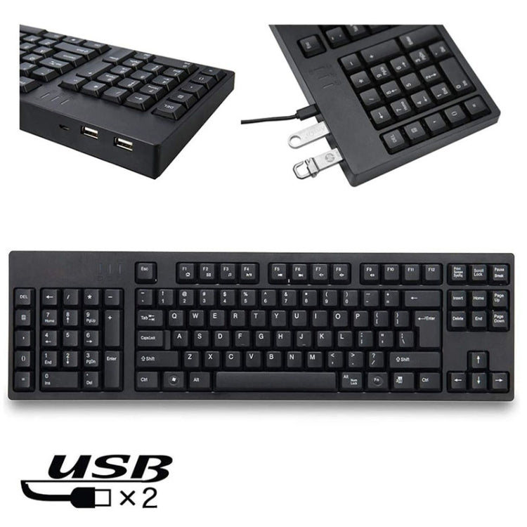 Wired USB Left Hand Keyboard with Dual HUB Function(Black) - free shipping - PMC Jewellery - Order now!