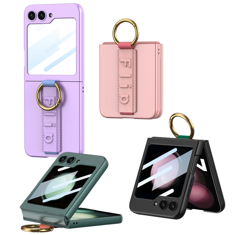 For Samsung Galaxy Z Flip5 GKK Integrated Ultrathin Shockproof Phone Case with Ring Wrist Strap(Pink) - Galaxy Z Flip5 Cases by GKK | Online Shopping South Africa | PMC TechLife