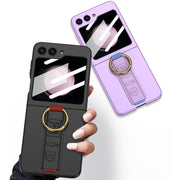 For Samsung Galaxy Z Flip5 GKK Integrated Ultrathin Shockproof Phone Case with Ring Wrist Strap(Carbon Fiber)