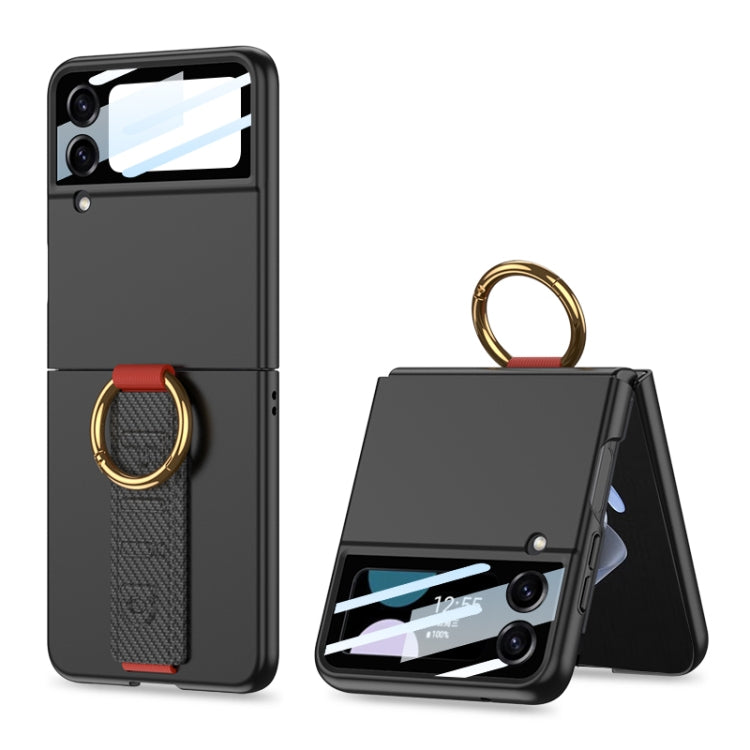 For Samsung Galaxy Z Flip4 5G GKK Integrated Ultrathin Shockproof Phone Case with Ring Wrist Strap(Carbon Fiber) - Galaxy Z Flip4 5G Cases by GKK | Online Shopping South Africa | PMC TechLife | Buy Now Pay Later Mobicred
