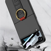 For Samsung Galaxy Z Flip3 5G GKK Integrated Ultrathin Shockproof Phone Case with Ring Wrist Strap(Black)