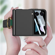 For Samsung Galaxy Z Flip3 5G GKK Integrated Ultrathin Shockproof Phone Case with Ring Wrist Strap(Purple)