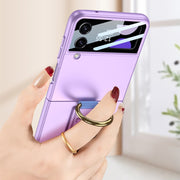 For Samsung Galaxy Z Flip3 5G GKK Integrated Ultrathin Shockproof Phone Case with Ring Wrist Strap(Purple)