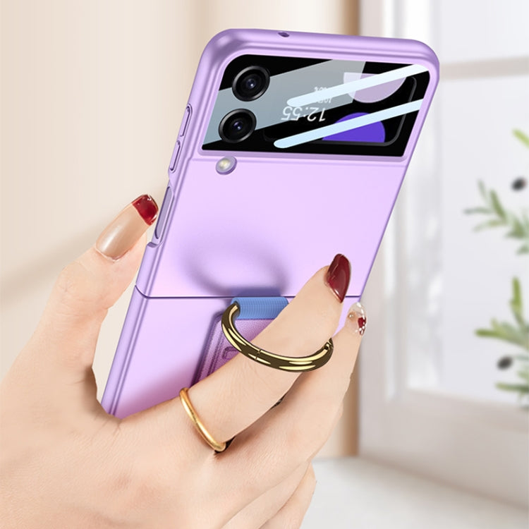 For Samsung Galaxy Z Flip3 5G GKK Integrated Ultrathin Shockproof Phone Case with Ring Wrist Strap(Purple)