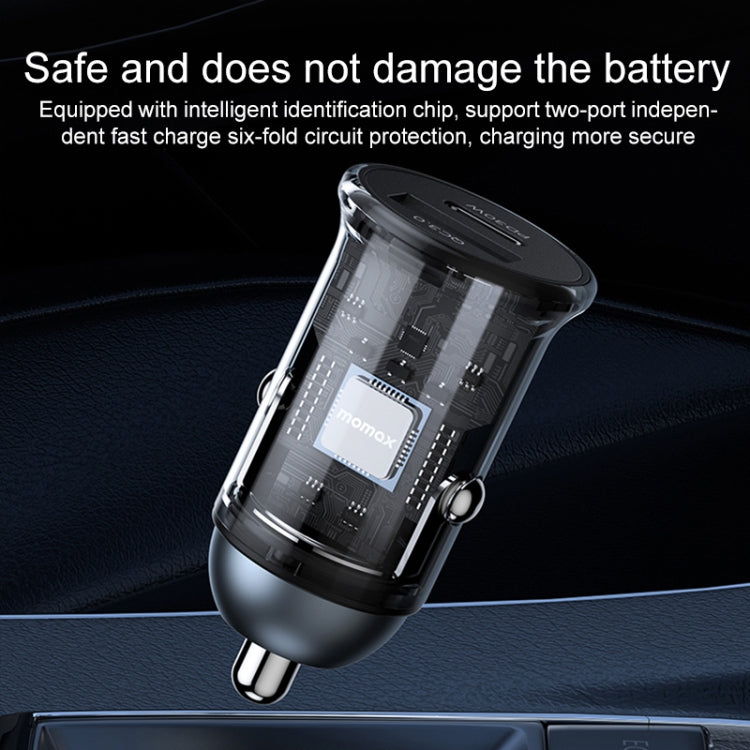 MOMAX UC18 30W Dual Port QC3.0 Car Fast Charger - Car Charger by MOMAX | Online Shopping South Africa | PMC TechLife