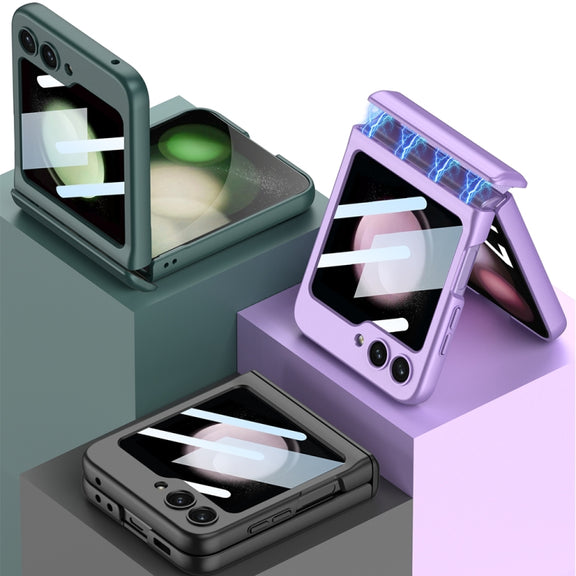 For Samsung Galaxy Z Flip5 GKK Integrated Magnetic Full Coverage Folding Phone Case(Silver)