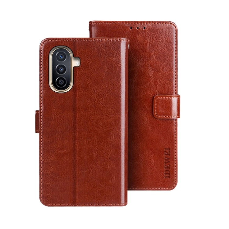For Huawei nova Y71 idewei Crazy Horse Texture Leather Phone Case with Holder(Brown) - Huawei Cases by idewei | Online Shopping South Africa | PMC TechLife | Buy Now Pay Later Mobicred