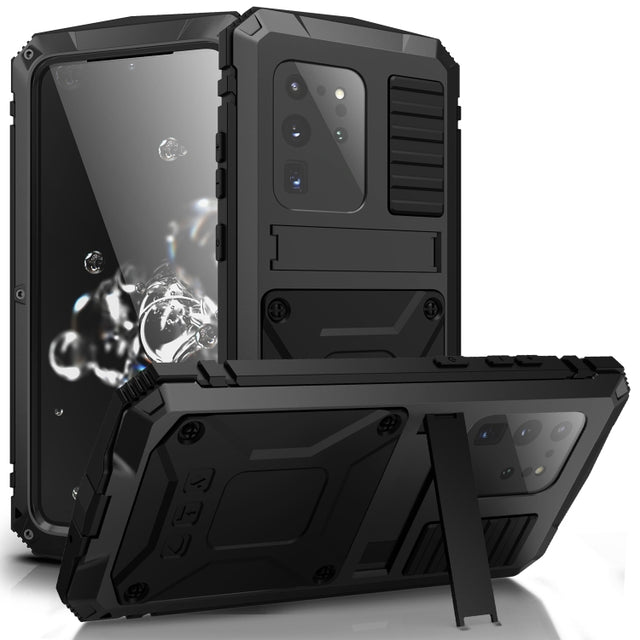 For Samsung Galaxy S20 Ultra R-JUST Water-resistant Shockproof Dustproof Metal + Silicone Protective Case(Black)