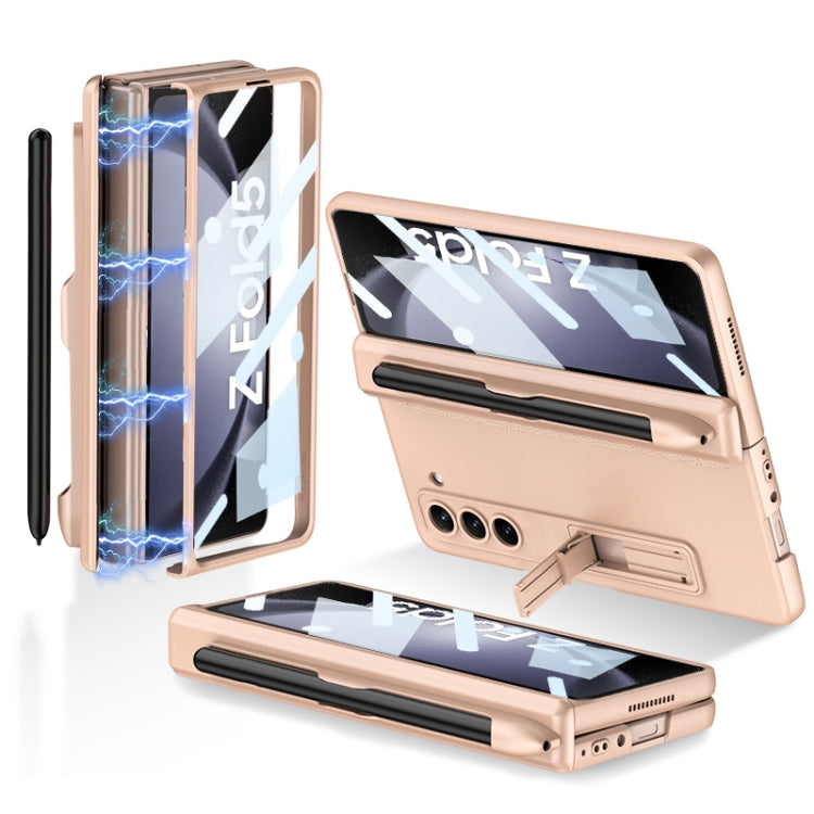 For Samsung Galaxy Z Fold5 GKK Full Coverage Magnetic Fold Hinge Phone Case with Pen Slots(Gold) - free shipping - PMC TechLife - Order now!