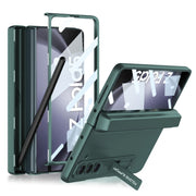 For Samsung Galaxy Z Fold5 GKK Integrated Magnetic Full Coverage Phone Flip Case with Pen Box(Night Green)