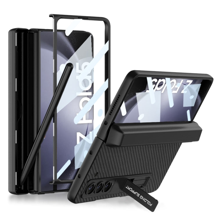 For Samsung Galaxy Z Fold5 GKK Magnetic Flip Plain Leather Phone Case with Pen Box(Carbon Fiber) - free shipping - PMC TechLife - Order now!