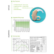 KAIXINWEI B145 DC3.7V Earhook Hearing Aid Sound Amplifier(Khaki)