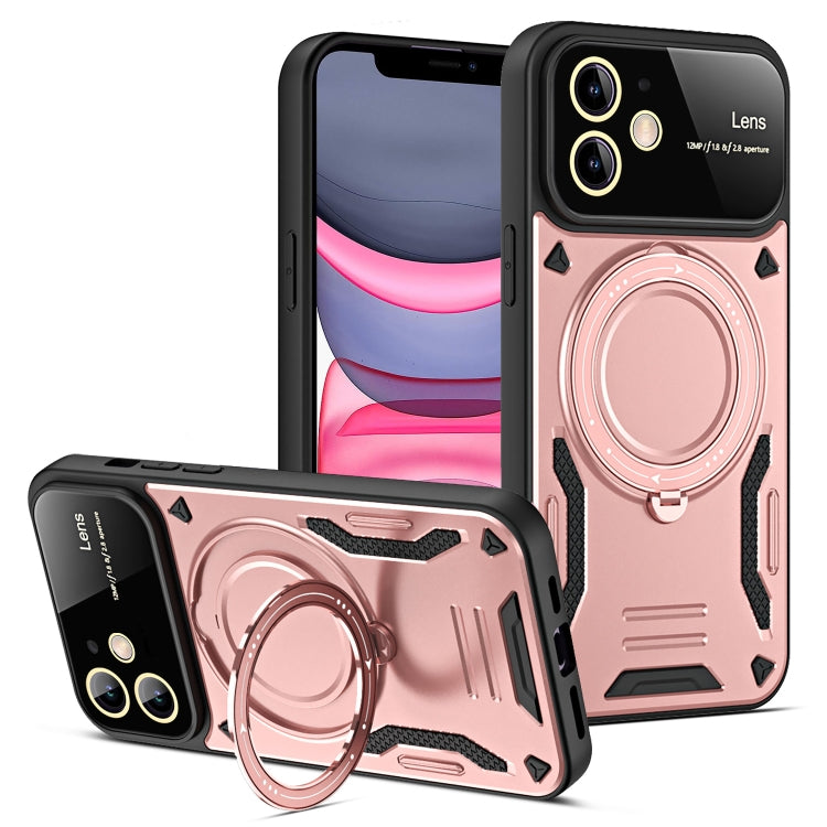 For iPhone 11 Large Window MagSafe Holder Phone Case(Rose Gold) - free shipping - PMC TechLife - Order now!