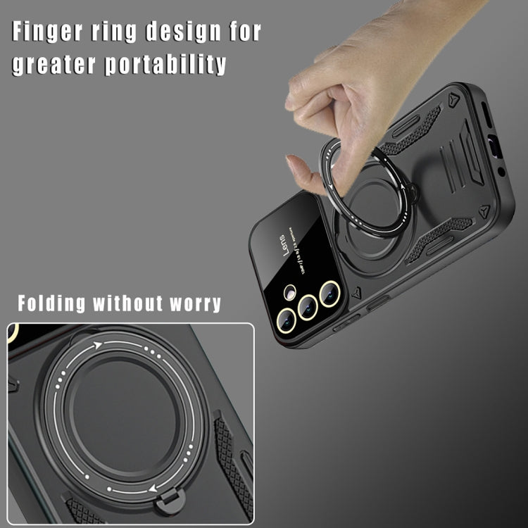 For Samsung Galaxy A14 5G Large Window MagSafe Holder Phone Case(Black) - Galaxy Phone Cases by PMC TechLife | Online Shopping South Africa | PMC TechLife | Buy Now Pay Later Mobicred