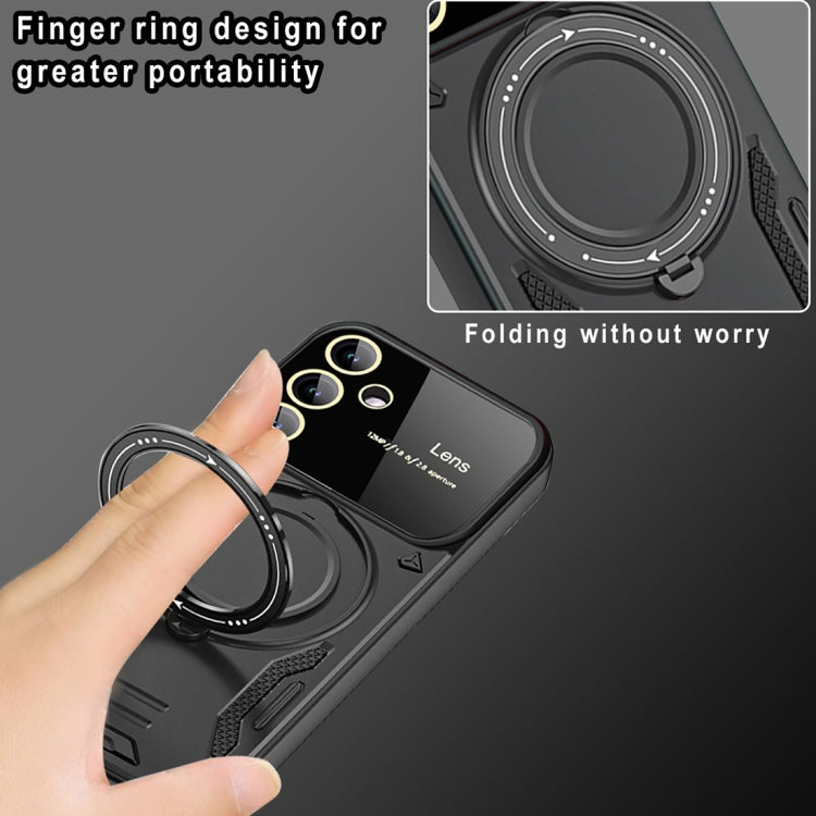 For Samsung Galaxy A34 5G Large Window MagSafe Holder Phone Case(Black) - Galaxy Phone Cases by PMC TechLife | Online Shopping South Africa | PMC TechLife